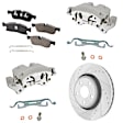 2-Wheel Set Front Brake Kit With Calipers, Cross-drilled and Slotted 5 Lugs 350 mm Organic, Includes (2) Caliper, (2) Disc, and (1) Pad Set