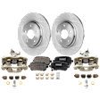 2-Wheel Set Rear Brake Kit With Calipers, Plain Surface 5 Lugs 327.91 mm Ceramic, Includes (2) Caliper, (2) Disc, and (1) Pad Set