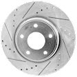 2-Wheel Set Rear Brake Kit With Calipers, Cross-drilled and Slotted 5 Lugs 327.91 mm Ceramic, Includes (2) Caliper, (2) Disc, and (1) Pad Set