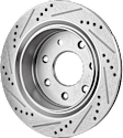 4-Wheel Set Front and Rear Brake Kit With Calipers, Cross-drilled and Slotted, 6 Lugs, Ceramic Pad Material, Includes (4) Caliper, (4) Disc, and (2) Pad Set