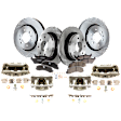 4-Wheel Set Front and Rear Brake Kit With Calipers, Plain Surface Front-350.01 mm/Rear-347.98 mm Ceramic, Includes (4) Caliper, (4) Disc, and (2) Pad Set