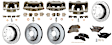 4-Wheel Set Front and Rear Brake Kit With Calipers, Front-Plain Surface/Rear-Cross-drilled and Slotted Front-350.01 mm/Rear-348.2 mm Ceramic, Includes (4) Caliper, (4) Disc, and (2) Pad Set