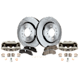 2-Wheel Set Front Brake Kit With Calipers, Plain Surface 6 Lugs 350.01 mm Ceramic, Includes (2) Brake Caliper, (2) Brake Disc and (1) Brake Pad Set