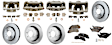 4-Wheel Set Front and Rear Brake Kit With Calipers, Plain Surface, 6 Lugs, Ceramic Pad Material, Includes (4) Caliper, (4) Disc, and (2) Pad Set