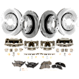4-Wheel Set Front and Rear Brake Kit With Calipers, Plain Surface Front-350.01 mm/Rear-347.98 mm Ceramic, Includes (4) Caliper, (4) Disc, and (2) Pad Set