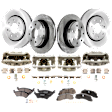 2013 Ford F-150 - 4-Wheel Set Front and Rear Brake Kit With Calipers, Natural Finish, Plain Surface, 7 Lugs, Front-350.01 mm/Rear-347.98 mm, 4WD, Ceramic, Includes (4) Caliper, (4) Disc, and (2) Pad Set