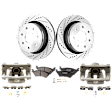 2-Wheel Set Rear Brake Kit With Calipers, Cross-drilled and Slotted 348.2 mm Ceramic, Includes (2) Caliper, (2) Disc, and (1) Pad Set