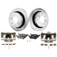 2-Wheel Set Rear Brake Kit With Calipers, Plain Surface 6 Lugs 347.98 mm Ceramic, Includes (2) Caliper, (2) Disc, and (1) Pad Set