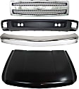 2007-2008 Chevrolet Silverado 1500 - 4-Piece Kit Factory Style Hood, Steel, Primed, Includes (1) Bumper, (1) Grille, (1) Hood, and (1) Lower Air Deflector