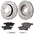 2-Wheel Set Front Brake Disc and Pad Kit, Cross-drilled and Slotted 330 mm Organic Pro-Line Series, Includes (1) Brake Pad Set and (2) Brake Disc