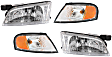 4-Piece Kit Driver and Passenger Side Halogen Headlight, With bulb(s), OE Replacement, Includes (2) Headlight and (2) Corner Light