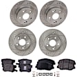 4-Wheel Set Front and Rear Brake Disc and Pad Kit, Cross-drilled and Slotted 5 Lugs Front-281.94 mm/Rear-281.69 mm Ceramic Pro-Line Series, Includes (2) Brake Pad Set and (4) Brake Disc