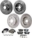 4-Wheel Set Front and Rear Brake Disc and Pad Kit, Cross-drilled and Slotted 5 Lugs Front-299.97 mm/Rear-281.69 mm Ceramic Pro-Line Series, Includes (2) Brake Pad Set and (4) Brake Disc