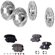 4-Wheel Set Front and Rear Brake Disc and Pad Kit, Plain Surface 5 Lugs Front-305.05 mm/Rear-282.96 mm Front-Ceramic/Rear-Organic Pro-Line Series, Includes (4) Brake Disc and (2) Brake Pad Set