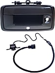 2-Piece Kit Tailgate Handle, Primed, Plastic, With Camera Hole With Key Hole, Includes (1) Back Up Camera and (1) Tailgate Handle