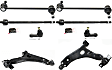 8-Piece Kit Front, Driver and Passenger Side Control Arm Kit, Includes (2) Control Arm, (2) Sway Bar Link, and (4) Tie Rod End