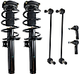 6-Piece Kit Front, Driver and Passenger Side Fully Loaded Strut, Includes (2) Loaded Strut, (2) Sway Bar Link, and (2) Tie Rod End