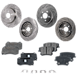 4-Wheel Set Front and Rear Brake Disc and Pad Kit, Cross-drilled and Slotted Front-344.93 mm/Rear-320.04 mm Front-Semi-Metallic/Rear-Ceramic AWD Pro-Line Series, Includes (2) Pad Set and (4) Disc