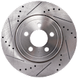 4-Wheel Set Front and Rear Brake Disc and Pad Kit, Cross-drilled and Slotted Front-344.93 mm/Rear-320.04 mm Front-Semi-Metallic/Rear-Ceramic AWD Pro-Line Series, Includes (2) Pad Set and (4) Disc