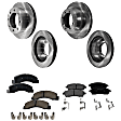 4-Wheel Set Front and Rear Brake Disc and Pad Kit, Plain Surface 8 Lugs Front-330.96 mm/Rear-325.88 mm Semi-metallic 4WD Pro-Line Series, Includes (4) Disc and (2) Pad Set
