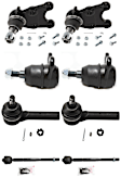 8-Piece Kit Front, Driver and Passenger Side, Upper and Lower Ball Joint, includes (4) Ball Joint and (4) Tie Rod End