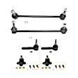 6-Piece Kit Front, Driver and Passenger Side Sway Bar Link, Includes (2) Ball Joint, (2) Sway Bar Link, and (2) Tie Rod End