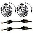 4-Piece Kit Front Axle Assembly - New 4-Piece Kit, Includes (2) Axle Assembly and (2) Wheel Hub
