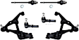 6-Piece Kit Front, Driver and Passenger Side, Lower Control Arm, includes (2) Control Arm and (4) Tie Rod End