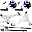 10-Piece Kit Front, Driver and Passenger Side, Lower Control Arm, Includes (2) Control Arm, (4) Tie Rod End, (2) Sway Bar Link and (2) Wheel Hub