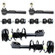 6-Piece Kit Front, Driver and Passenger Side Fully Loaded Strut, Includes (2) Tie Rod End, (2) Sway Bar Link and (2) Shock Absorber and Strut Assembly