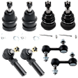 8-Piece Kit Front, Driver and Passenger Side, Upper and Lower Ball Joint, includes (4) Ball Joint, (2) Sway Bar Link, and (2) Tie Rod End