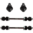 4-Piece Kit Front, Driver and Passenger Side, Lower Ball Joint, includes (2) Ball Joint and (2) Sway Bar Link