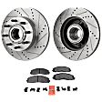 2-Wheel Set Front Brake Disc and Pad Kit, Cross-drilled and Slotted 8 Lugs 363 mm Semi-metallic RWD Pro-Line Series, Includes (2) Brake Disc and (1) Brake Pad Set