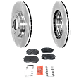 2-Wheel Set Front, Driver and Passenger Side Brake Disc and Pad Kit, Plain Surface 5 Lugs 305.05 mm Ceramic Pro-Line Series, Includes (1) Brake Pad Set and (2) Brake Disc