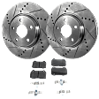 2-Wheel Set Front Brake Disc and Pad Kit, Cross-drilled and Slotted 319.5 mm Organic Pro-Line Series, Includes (1) Brake Pad Set and (2) Brake Disc