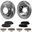 2-Wheel Set Rear Brake Disc and Pad Kit, Cross-drilled and Slotted 262 mm Ceramic Pro-Line Series, Includes (2) Brake Disc and (1) Brake Pad Set