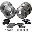 4-Wheel Set Front and Rear Brake Disc and Pad Kit, Cross-drilled and Slotted 5 Lugs Front-293.4 mm/Rear-273.81 mm Ceramic Pro-Line Series, Includes (4) Brake Disc and (2) Brake Pad Set