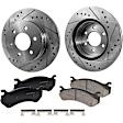 2-Wheel Set Front Brake Disc and Pad Kit, Cross-drilled and Slotted 295 mm Ceramic 4WD Pro-Line Series, Includes (2) Disc and (1) Pad Set