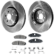 2-Wheel Set Front Brake Disc and Pad Kit, Plain Surface 6 Lugs 359.92 mm Ceramic Pro-Line Series, Includes (2) Brake Disc and (1) Brake Pad Set