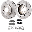 2-Wheel Set Front Brake Disc and Pad Kit, Cross-drilled and Slotted 275 mm Ceramic Pro-Line Series, Includes (1) Brake Pad Set and (2) Brake Disc