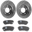 2-Wheel Set Rear Brake Disc and Pad Kit, Cross-drilled and Slotted 282.96 mm Semi-metallic Pro-Line Series, Includes (1) Brake Pad Set and (2) Brake Disc