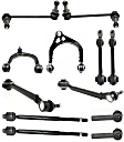 12-Piece Kit Front, Driver and Passenger Side, Upper and Lower, Forward and Rearward Control Arm Kit, Includes (6) Control Arm, (4) Tie Rod End and (2) Sway Bar Link