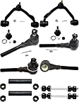 12-Piece Kit Front, Driver and Passenger Side, Upper Control Arm Kit, Includes (2) Ball Joint, (2) Control Arm, (2) Sway Bar Link, (2) Tie Rod Adjusting Sleeve, and (4) Tie Rod End