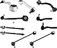 10-Piece Kit Front, Driver and Passenger Side, Lower, Frontward and Rearward Control Arm Kit, Includes (4) Control Arm, (2) Sway Bar Link, and (4) Tie Rod End