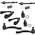 8-Piece Kit Front, Driver and Passenger Side, Upper Control Arm Kit, Includes (2) Ball Joint, (2) Control Arm, and (4) Tie Rod End