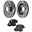 4-Piece Kit Front Brake Disc and Pad Kit, Plain Surface, 5 Lugs