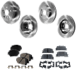 4-Wheel Set Front and Rear Brake Disc and Pad Kit, Plain Surface 5 Lugs Front-295.91 mm/Rear-268.99 mm Ceramic Pro-Line Series, Includes (2) Brake Pad Set and (4) Brake Disc