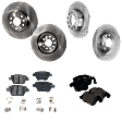 4-Wheel Set Front and Rear Brake Disc and Pad Kit, Plain Surface 5 Lugs Front-311.91 mm/Rear-272.03 mm Organic Pro-Line Series, Includes (2) Brake Pad Set and (4) Brake Disc