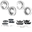 4-Wheel Set Front and Rear Brake Disc and Pad Kit, Cross-drilled and Slotted 6 Lugs Front-329.95 mm/Rear-347.98 mm Front-Ceramic/Rear-Semi-Metallic Pro-Line Series, Includes (2) Pad Set and (4) Disc