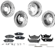 4-Wheel Set Front and Rear Brake Disc and Pad Kit, Cross-drilled and Slotted 7 Lugs Front-329.95 mm/Rear-348 mm Front-Ceramic/Rear-Semi-Metallic Pro-Line Series, Includes (4) Disc and (2) Pad Set